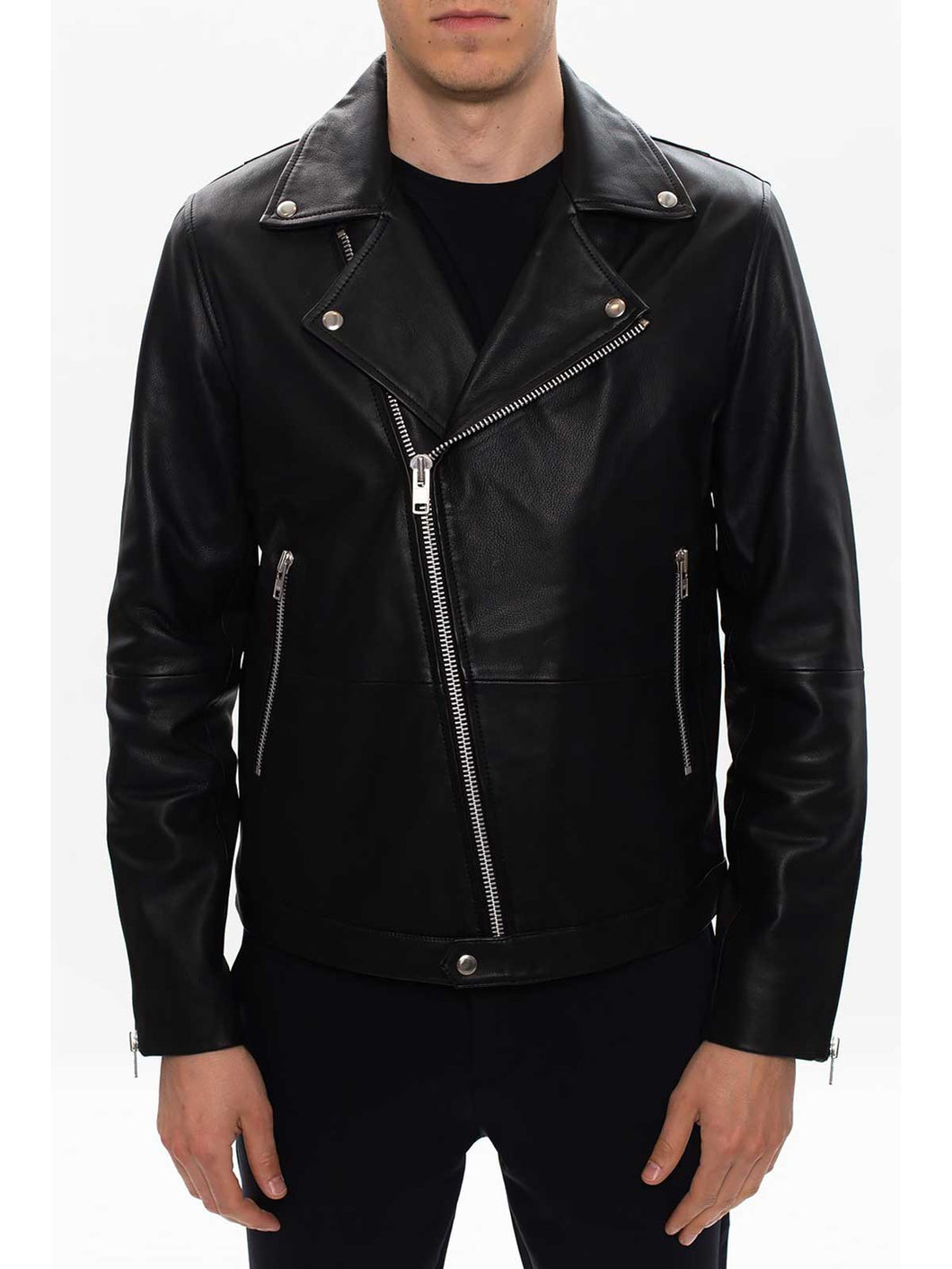 Black Asymmetrical Leather Jacket | Black Asymmetrical Moto Jacket