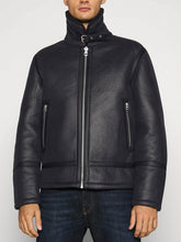 Load image into Gallery viewer, Classic Black Aviator Shearling Leather Jacket

