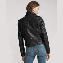 Load image into Gallery viewer, Women’s Black Biker Soft Leather Jacket
