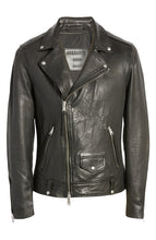 Load image into Gallery viewer, Mens Black Biker leather Asymmetrical Leather Jacket
