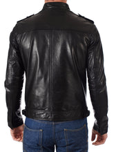 Load image into Gallery viewer, Mens Premium Black Distressed Motorcycle Leather Jacket
