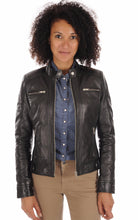 Load image into Gallery viewer, Black Leather Classic Biker Women Jacket

