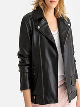 Load image into Gallery viewer, Asymmetrical Black Leather Jacket For Women - Boneshia

