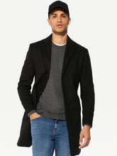 Load image into Gallery viewer, Mens Black Long Wool Coat
