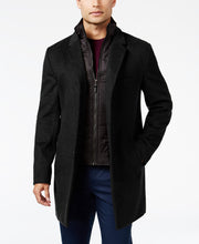 Load image into Gallery viewer, Black Slim Fit Leather Overcoat For Men
