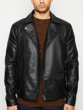 Load image into Gallery viewer, Black Mens Leather biker Jacket
