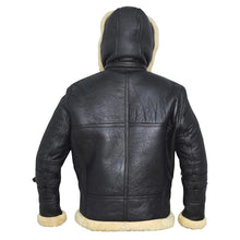 Load image into Gallery viewer, Men&#39;s Black Hooded Fur Leather Jacket
