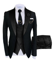 Load image into Gallery viewer, Mens Slim Fit 3 Piece Black Tuxedo
