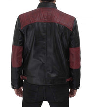 Load image into Gallery viewer, Men&#39;s Black and Maroon Quilted Cafe Racer Leather Jacket
