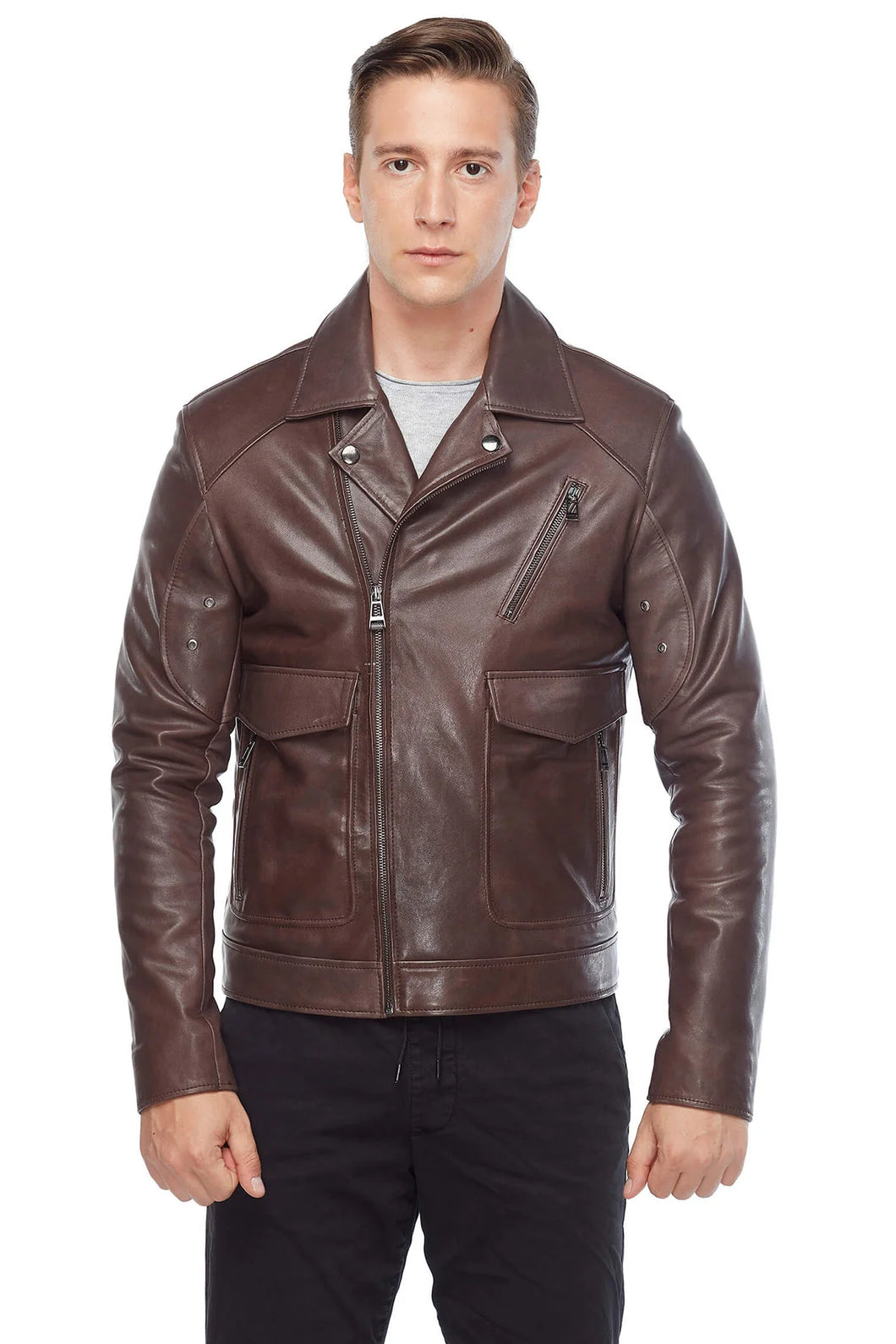 Genuine Leather Plain Brown Coat – Boneshia