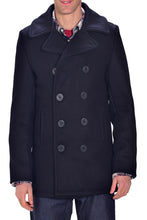 Load image into Gallery viewer, Royal Blue Men Double Breasted Trench Wool Coat - Boneshia.com
