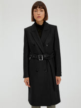 Load image into Gallery viewer, Womens Black coat with belt
