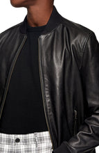 Load image into Gallery viewer, Mens Bomber Motercycle Leather Varsity Collar Jacket
