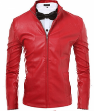 Load image into Gallery viewer, Men’s Cafe Racer Red Biker Real Leather Jacket
