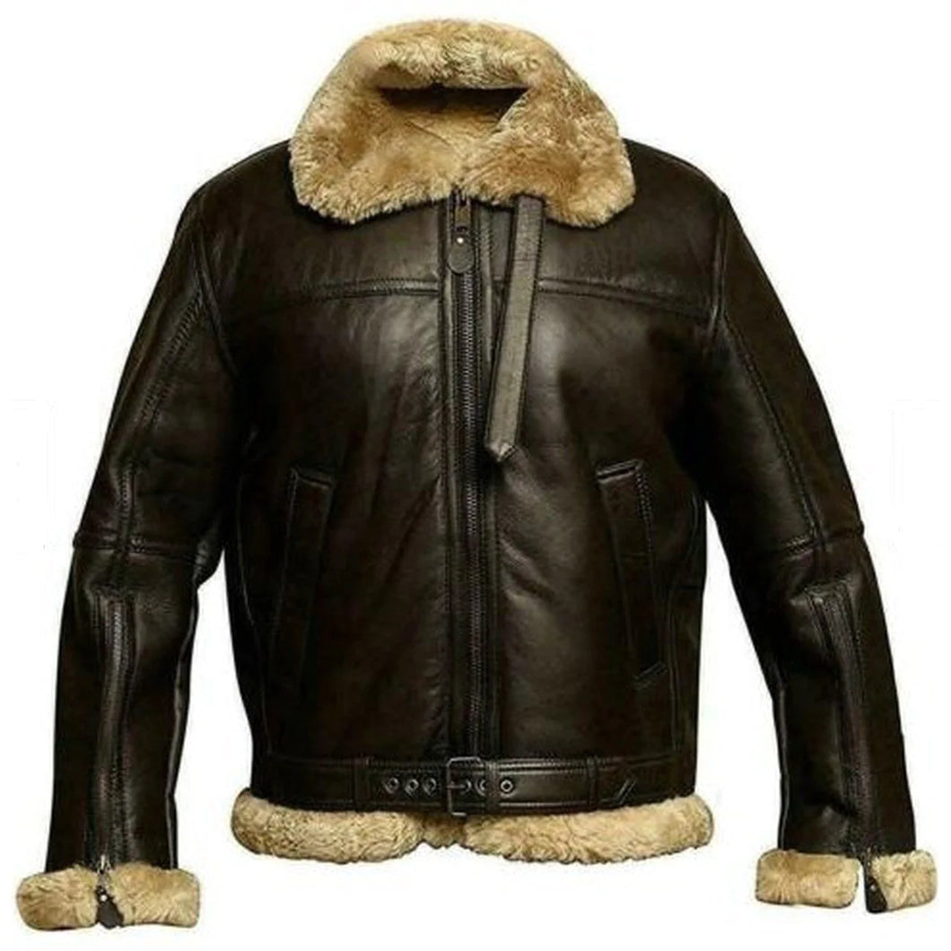 Fur Bomber Shearling Dark Brown Leather jacket