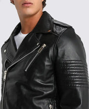 Load image into Gallery viewer, Men’s Black Biker Leather Jacket

