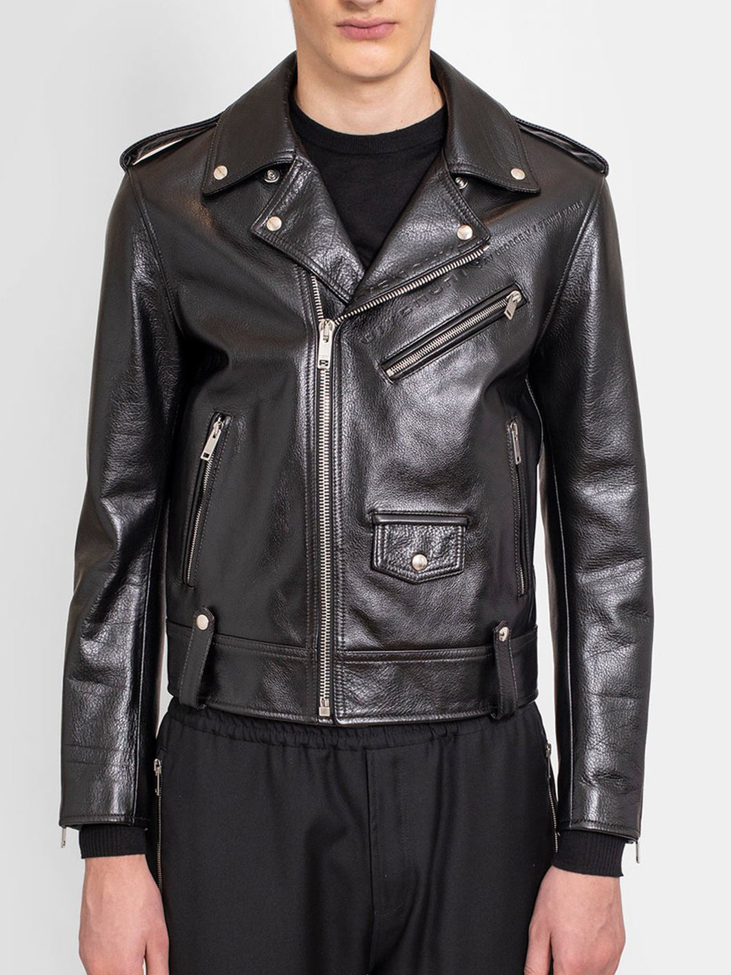 Black Calfskin Biker Leather Jacket