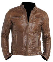 Load image into Gallery viewer, Chocolate Brown Mens Moto Jacket
