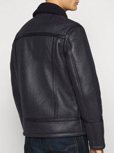 Load image into Gallery viewer, Classic Black Aviator Shearling Leather Jacket
