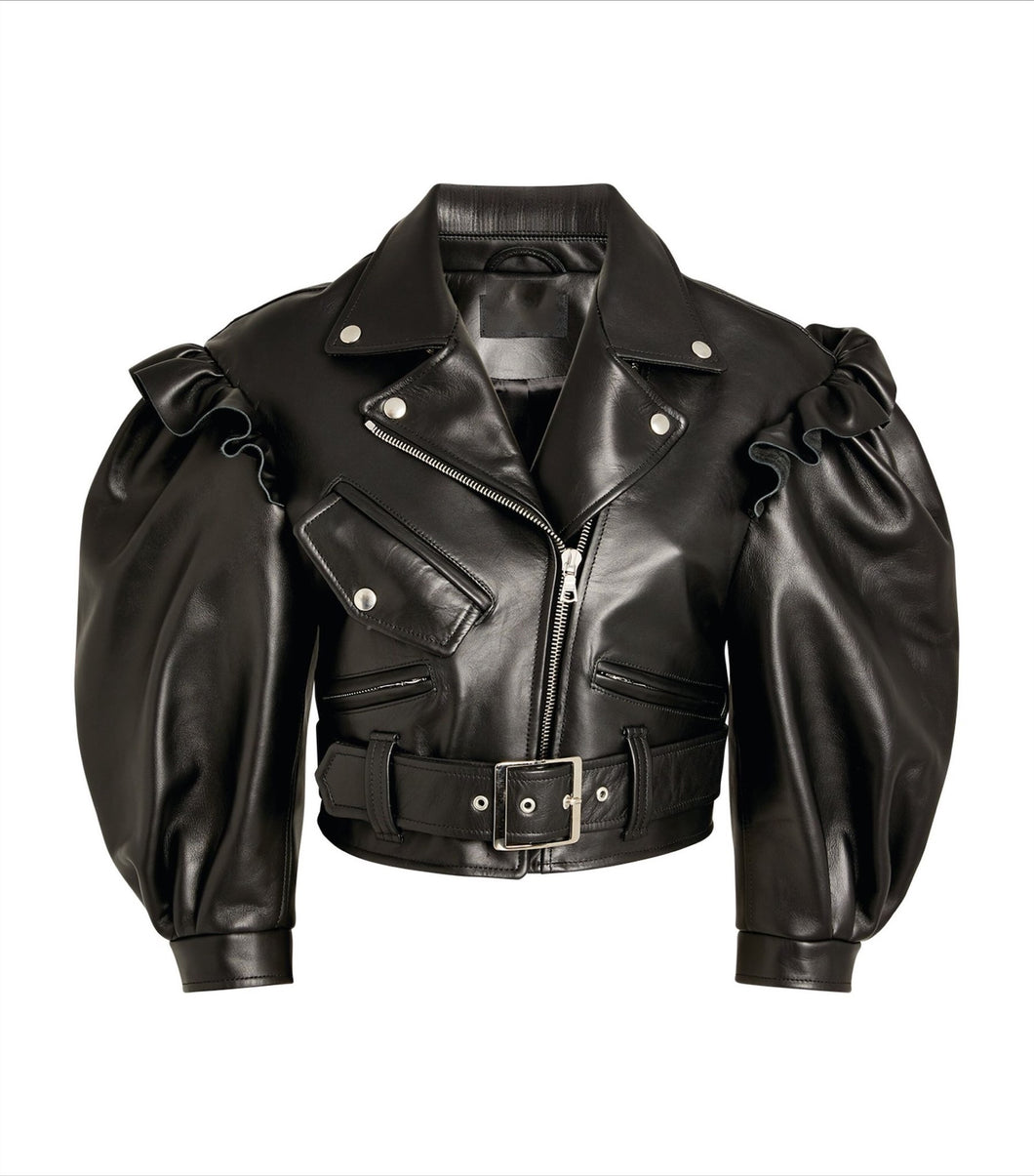 Women Frock Style Leather Jacket