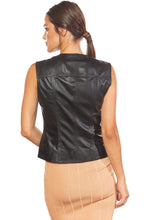 Load image into Gallery viewer, Women&#39;s Coal Black Biker Leather Vest
