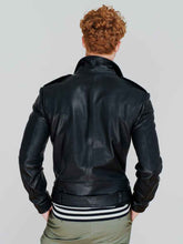 Load image into Gallery viewer, Men Black Daring Full Sleeved Biker Leather Jacket
