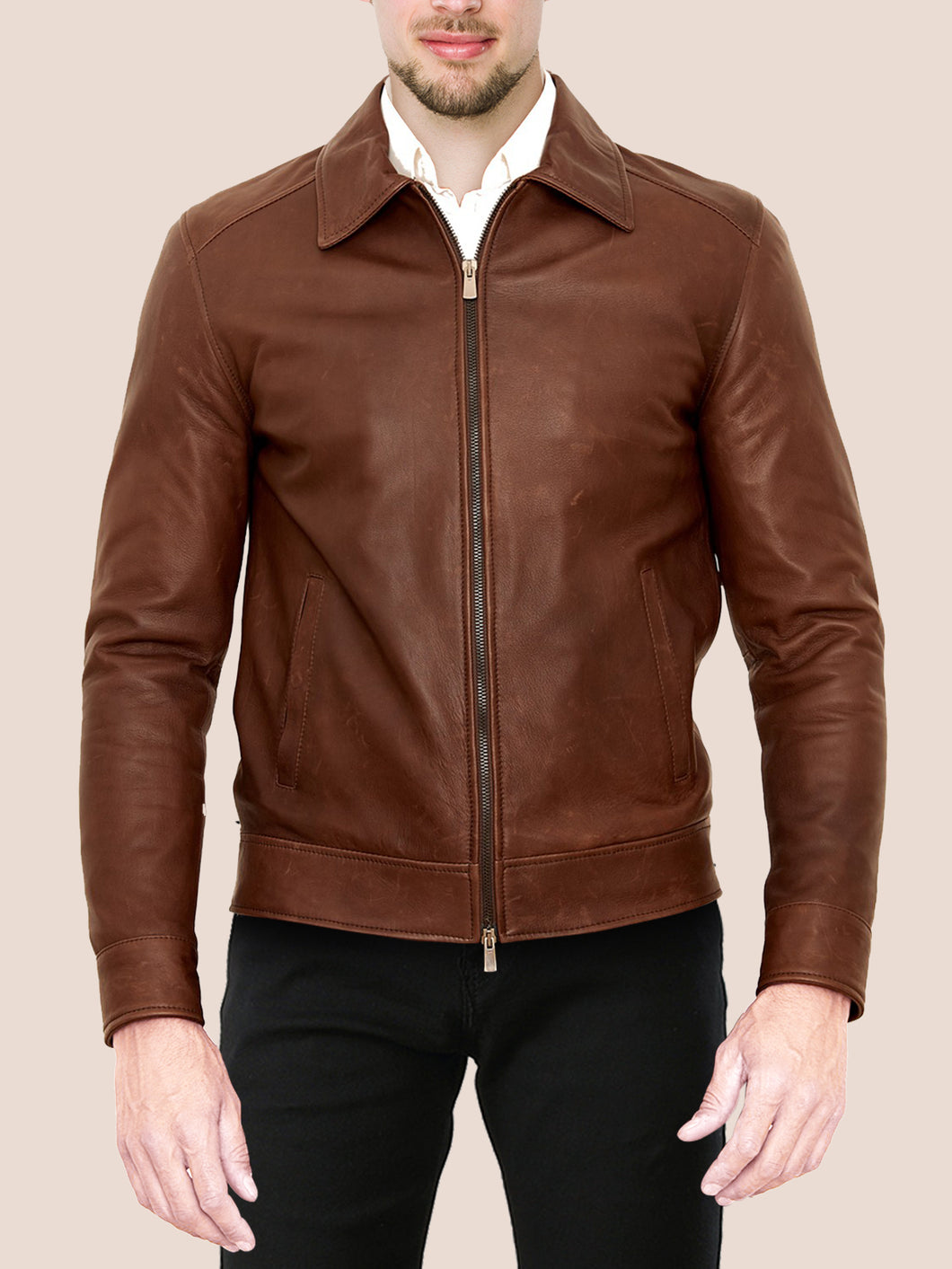 Dark Brown Classic Leather Jacket For Men – Boneshia