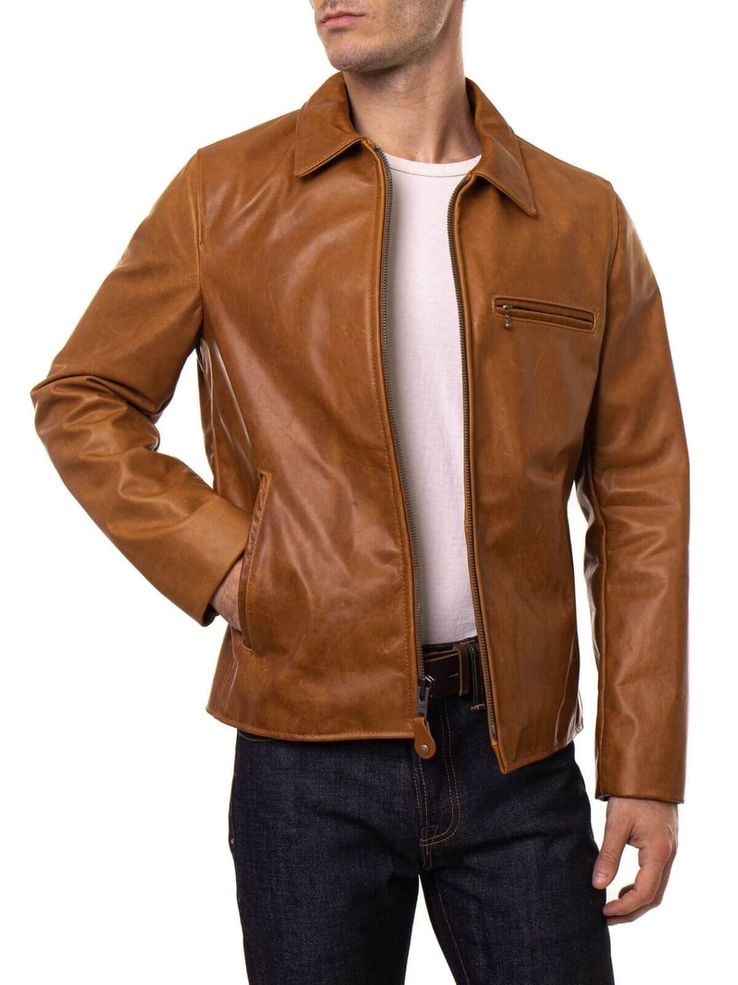 Dark Brown Mens Motercycle Leather Jacket
