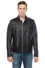 Load image into Gallery viewer, Men&#39;s Genuine Black Leather Coat - Boneshia

