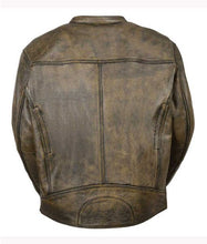 Load image into Gallery viewer, Men’s Distressed Brown Cafe Racer Jacket
