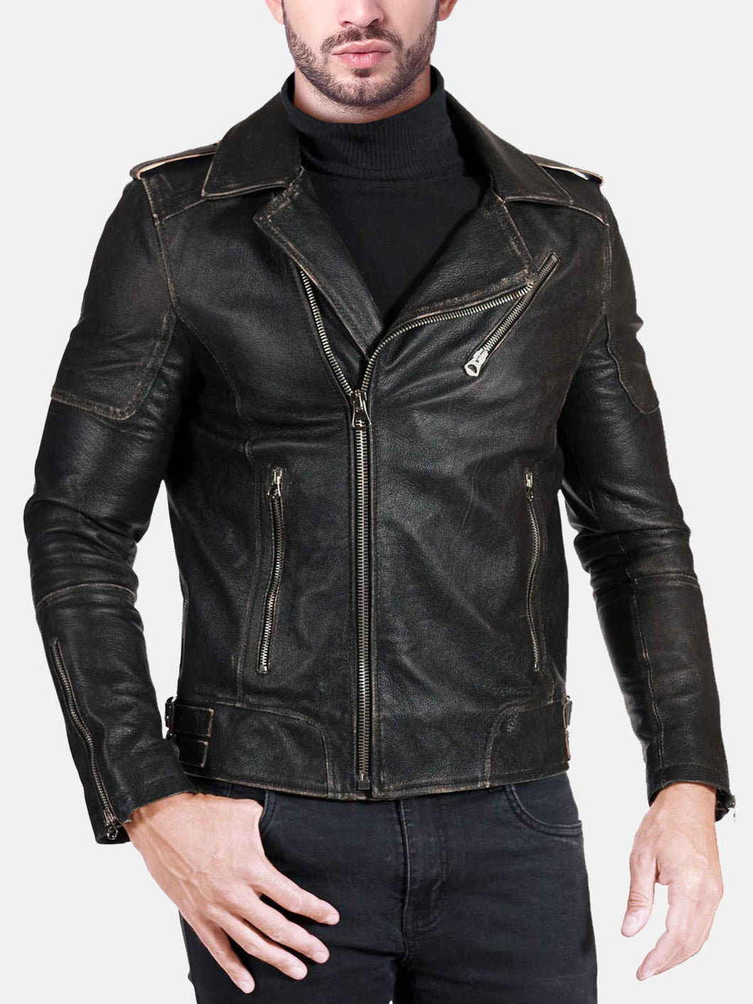 Mens Distressed Vintage Leather Jacket For Men – Boneshia.com
