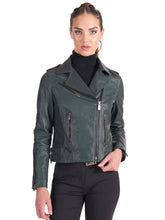 Load image into Gallery viewer, Green Double Functional Zipper Biker Jacket
