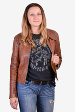 Load image into Gallery viewer, Women&#39;s Leather Dusky Brown Bomber Jacket
