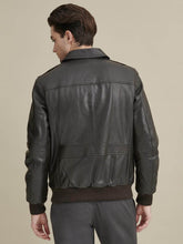 Load image into Gallery viewer, Stylish Mens black leather biker jacket
