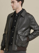 Load image into Gallery viewer, Stylish Mens black leather biker jacket
