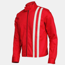 Load image into Gallery viewer, Elvis Presley Speedway Vintage Blue &amp; Red Classy White Stripes Cotton Jacket
