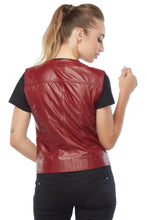 Load image into Gallery viewer, Women&#39;s Bright Red Biker Leather Vest
