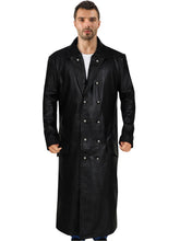 Load image into Gallery viewer, Men&#39;s Showy Double Breasted Leather Trench Coat
