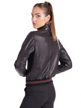 Load image into Gallery viewer, Women’s Black Bomber Biker Leather Jacket
