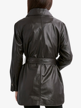 Load image into Gallery viewer, Black Shirt Style Collar Genuine Leather Coat
