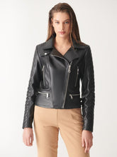 Load image into Gallery viewer, Women Stylish Black Biker Leather Jacket
