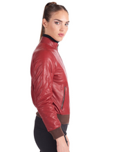 Load image into Gallery viewer, high quality Womens Stylish red genuine leather Bomber Jacket
