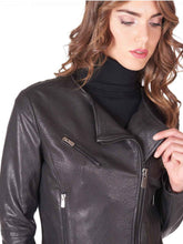 Load image into Gallery viewer, black Womens enuine Biker leather jacket
