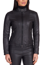 Load image into Gallery viewer, Women Real Leather Black Biker Jacket

