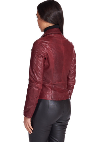 Women’s Faux Leather Red Biker Jacket