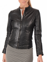 Load image into Gallery viewer, Women’s Casual Black Motercycle Jacket

