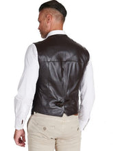 Load image into Gallery viewer, Men Dark Brown Lambskin Leather Biker Vest
