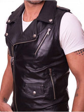 Load image into Gallery viewer, Black Genuine Leather Vest For Men
