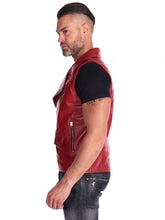 Load image into Gallery viewer, Red Genuine Leather Vest For Men
