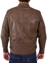 Load image into Gallery viewer, Mens Leather Biker Style brown Jacket
